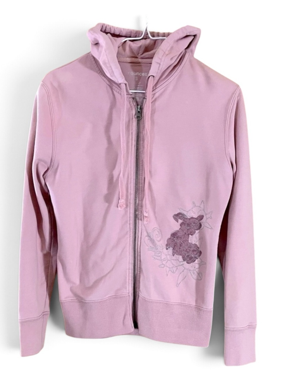 Maurices Dusty Pink Embroidered Hoodie Full-Zip Jacket